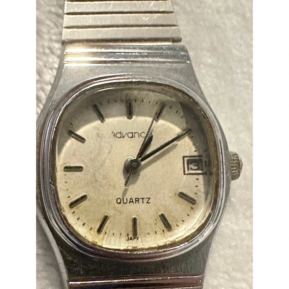 Advance Quartz Watch Womens‎ Silver Tone Stainless Steel Date Japan